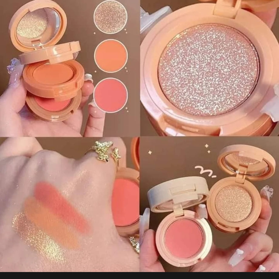 3-in-1 Multi-Layer Blush & Highlighter Compact